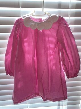 Pink Gingham Dress with White Scalloped Collar